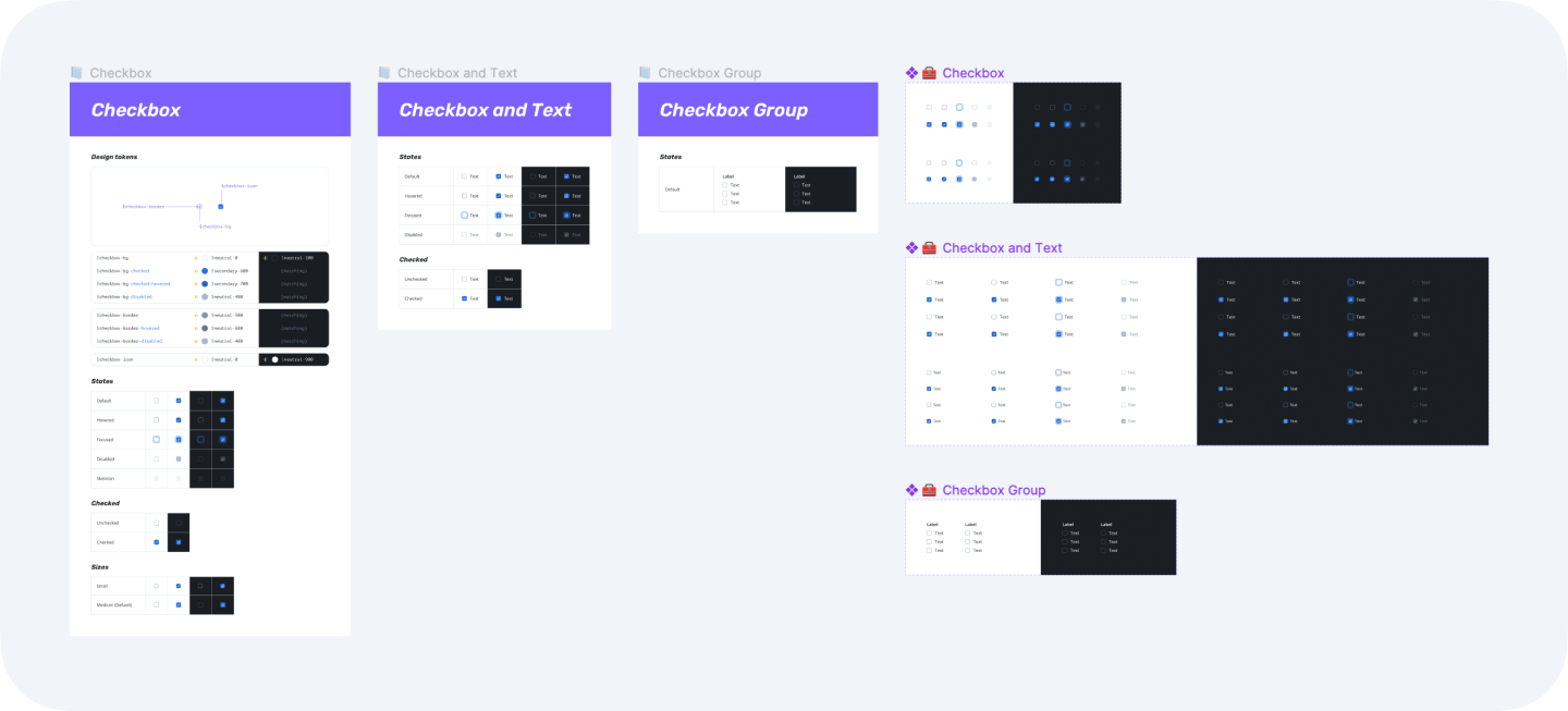 Screenshot of "Checkbox" component from Figma